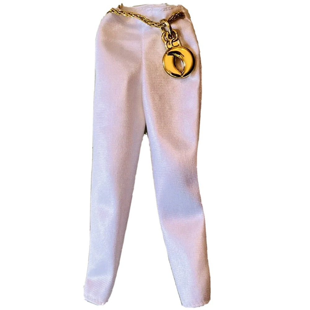 Vintage Barbie Earring Magic Fashion #4528 White Satin Pants 1992 Moon Belt Rare
